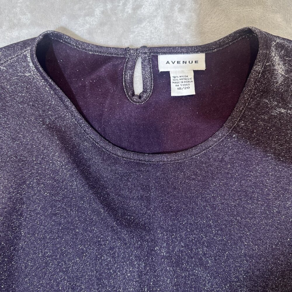 Women’s Avenue Metallic Top Purple Shimmer Size 18/20 - Picture 7 of 11